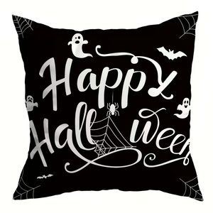 Happy Halloween Pillow Cover Spider Ghost Bat pillow not included